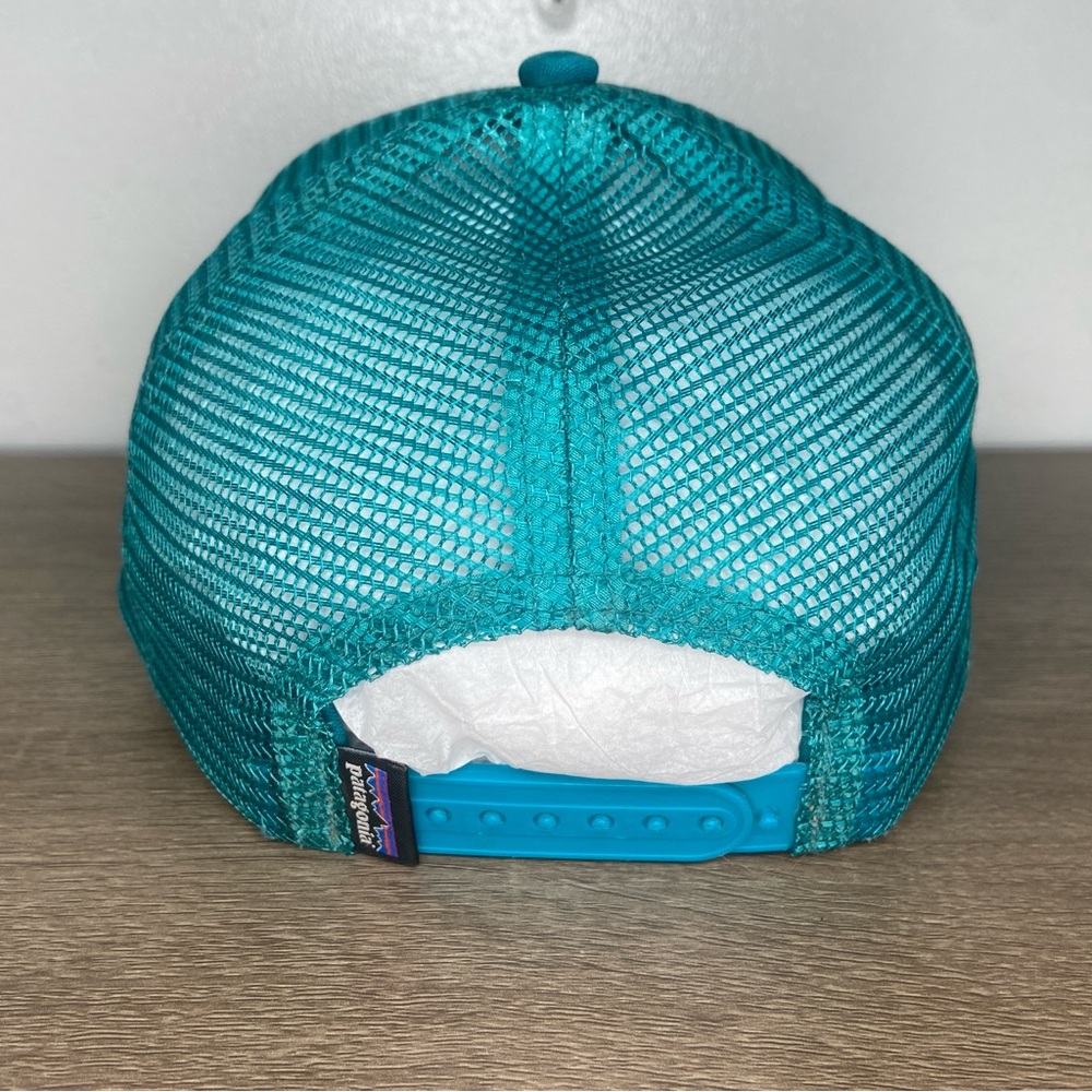 Patagonia Fitz Roy Trout Logo Trucker Hat Mens Snapback Mesh Cap Teal Adjustable - Picture 6 of 16